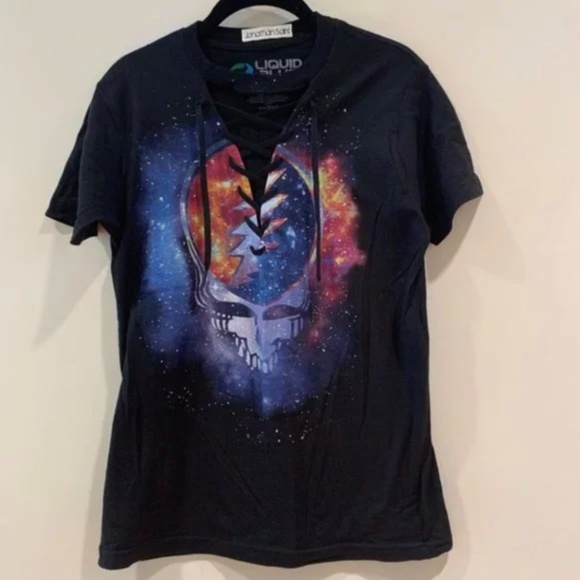 Black Vintage Graphic Grateful Dead Lace Up Short Sleeve T-Shirt [Small] - Picture 1 of 3